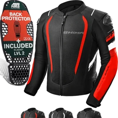 Afbeelding van SHIMA Mesh Pro Motorjas voor heren met beschermers, Airforce rugbescherming, motorjas, zomer, schouderbeschermer, elleboog, textieljas, beschermende jassen, beschermjas, stad (mannen, rood, S)