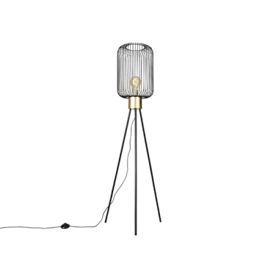 Afbeelding van QAZQA Design vloerlamp zwart met goud Mayelle