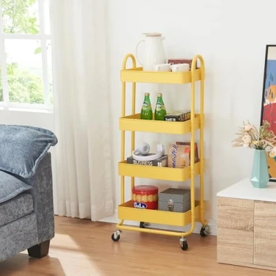 Afbeelding van Keukentrolley Pyhäntä met 4 manden 103,5x46x35 cm geel [en.casa]