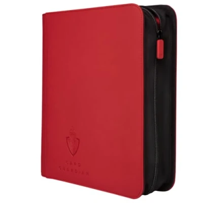 Afbeelding van Card Guardian Toploader 4 vakken premium map met rits voor 160 kaarten Zijgeladen Compatibel sport en verzamelkaarten TCG (rood)