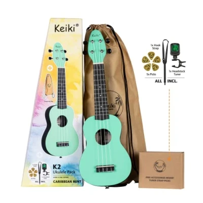 Afbeelding van Ortega Keiki K2 CBM Soprano Size Ukulele Caribbean Mint sopraan ukelele set