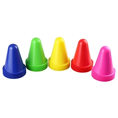 Afbeelding van Idena 40622 Pylonen 25 stuks, geassorteerde kunststof waarschuwingskegels, ca. 8 cm hoog, stapelbaar, verkeerskegels voor sport, vrije tijd, slalom, voetbal en verenigingen