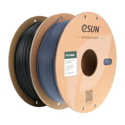 Afbeelding van eSUN Geüpgraded Mat PLA 3D Printer Filament, Filament 1.75mm, Maatnauwkeurigheid +/ 0.02mm, 1kg Spoel (2.2 LBS) Print voor Printers (Donker Zwart+Donkergrijs, 2KG)