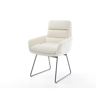 Afbeelding van Armleunstoel Abelia Flex met armleuning slipframe zwart bouclé wit