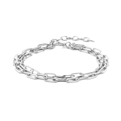 Afbeelding van Armband Paperclipschakel platte buis zilver 2,8 mm 16 19 cm