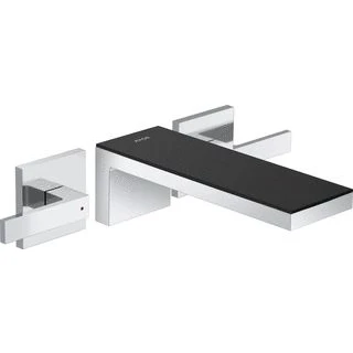 Afbeelding van Axor eengreeps wastafelkraan inbouw voor wandmontage met uitloop 221 mm spiegelglas chroom zwart glas 47080600