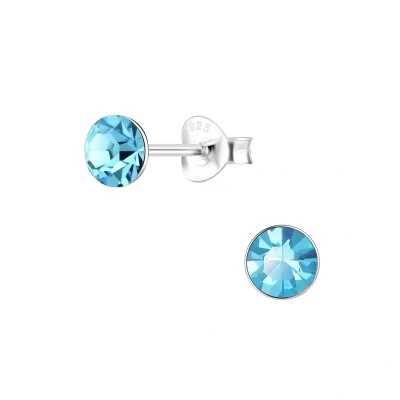 Afbeelding van JoyS Zilveren 5 mm oorknoppen kristal blauw
