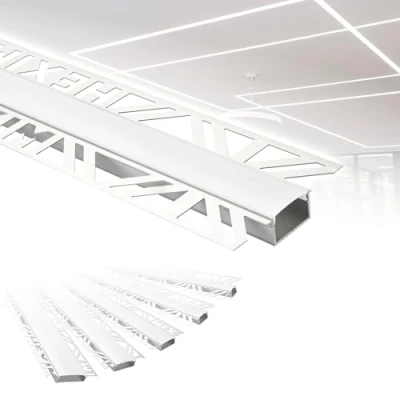 Afbeelding van HEXIM aluminium led profielen, inbouw gipsplaten profielen met opalen afdekking, verschillende breedtes (2 meter, 20 mm lichtbreedte) hoekprofiel, rigipprofiel, ledstrips