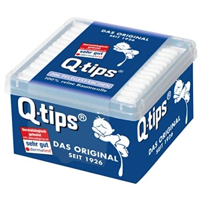 Afbeelding van Q tips Verzorgende staafjes, kubusdoos, 12 stuks (12 x 206 stuks)
