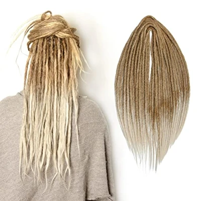 Afbeelding van 10 Strengen/Pak Synthetische Dreadlocks Extensions Dun 0,6cm Gehaakt Gevlochten Haar Zachte Dreads Single Ended Reggae Hip Hop Hippie Stijl (20INCH Double Ended, MT27 613#)