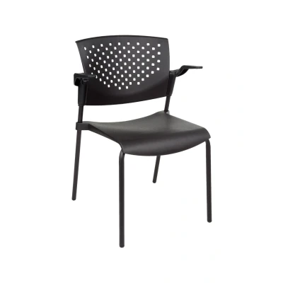 Afbeelding van Vergaderstoel of Kantinestoel Lente Zwart Frame met armleuningen