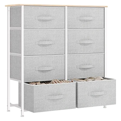 Afbeelding van YITAHOME Ladekast, niet geweven stof 8 lade opbergorganizer voor slaapkamer woonkamer kast, stevig stalen frame, gemakkelijk te trekken stoffen bakken en houten top, dressoir