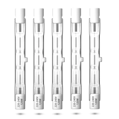 Afbeelding van CucuGo 120W R7s Halogeen Lineaire Lampen 78mm Dimbaar Warm Wit 2800K Wolfraamlampen 1885LM T3 J78 Type Dubbele Schijnwerpers voor Veiligheidsverlichting, Landschapsverlichting, 5 Pack