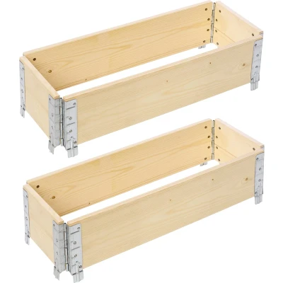 Afbeelding van Garronda Palletrand 2 Pack 80x30x20 cm Natuurlijk Bloemen Kruiden Palletframe Natuurlijke Verhoogde Bloembedden GD BUD PAL