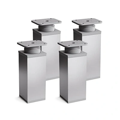 Afbeelding van sossai® design meubelpoten MFV1 set van 4 in hoogte verstelbaar Vierkant profiel: 40 x mm Kleur: alu Hoogte: 80 (+ 20 mm) Inclusief hoogwaardige houtschroeven