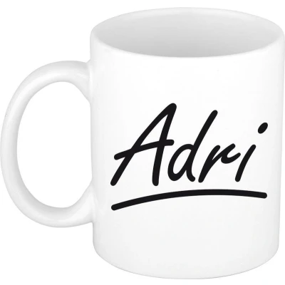 Afbeelding van Adri voornaam kado beker / mok sierlijke letters gepersonaliseerde met Naam mokken