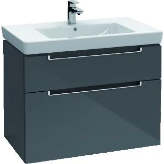 Afbeelding van Villeroy en boch subway 2 0 wastafelonderkast accessoirepakket 2x uittreklade wand 987 x 590 449mm bxhxd glans grijs a91510fp