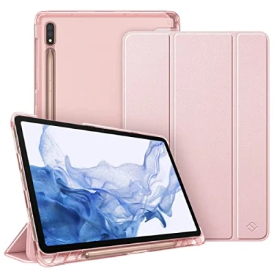 Afbeelding van Fintie Hoes voor Samsung Galaxy Tab S7 11&#039;&#039; 2020 SM T870(Wi Fi) T875(LTE) met S pennenhouder, lichtgewicht SlimShell doorschijnende matte standaard achterkant, Auto Wake/Slaap, Roségoud