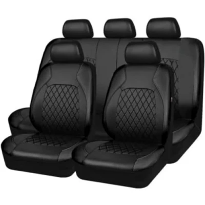 Afbeelding van Auto Lederen Stoelhoezen voor Audi A4 Q3 A6 C5 B8 A3 8P Q2 Q5 A1 A7 A8 Q7 Q5L Sq5 RS, Antislip Waterdichte Ademende Zitkussenbeschermer Accessoires,A Black