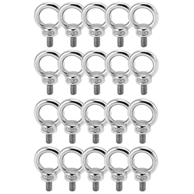 Afbeelding van QWORK® 20 stuks M6 oogbout, 304 RVS oogbouten voor rol van bevestiging en ophanging, 65KG