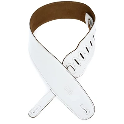 Afbeelding van Levy&#039;s M4GF‐WHT 3.5&quot; lederen gewatteerde band wit
