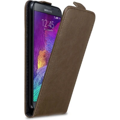 Afbeelding van Cadorabo Hoesje geschikt voor Samsung Galaxy NOTE 4 in KOFFIE BRUIN Beschermhoes Flip Case Cover magnetische sluiting