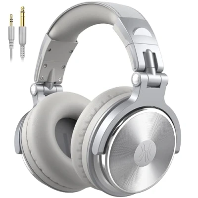 Afbeelding van OneOdio Over ear hoofdtelefoon met kabel, 50 mm driver, basgeluid, 6,35 &amp; 3,5 jack, Share Port, gesloten DJ voor studio, podcast, monitor, mobiele telefoon, pc, MP3/4 (Pro 10