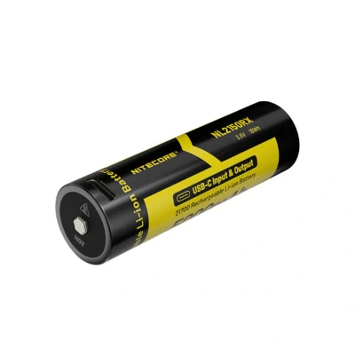 Afbeelding van Nitecore Li Ion batterij type 21700 5000mAh NL2150RX met USB C input/output Afmetingen ca. 78x21mm