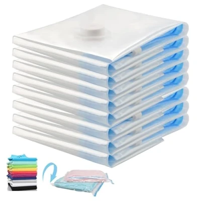Afbeelding van Vacuümzakken voor kleding, klein, 8 stuks, 50 x 70 cm, vacuümzakken, ruimtebesparend, herbruikbaar, compressiezakken reizen, dekbedden