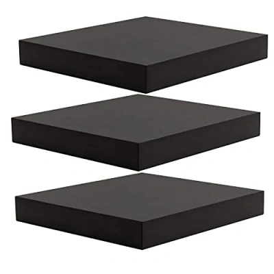 Afbeelding van WOLTU 3 Stucks wandplank, zwevende plank, boekenplank, planken voor decoratie, wandplanken van MDF hout, set hangplanken, Zwart, 30 x 23 3,8 cm RG9371sz