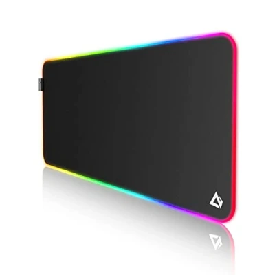Afbeelding van EASEMO Gaming muismat, RGB XXL groot (900 x 400 4 mm) met 7 LED kleuren, 11 verlichtingsmodi en waterdicht stoffen oppervlak, antislip rubberen basis voor pc laptoptoetsenbord