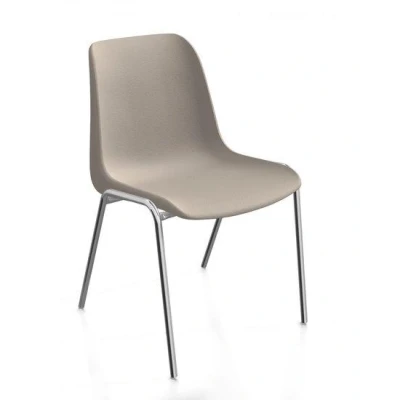 Afbeelding van Kantinestoelen Rome kunststof stapelbaar grijs koppelbaar