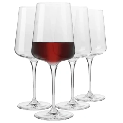 Afbeelding van Krosno Rode wijnglazen Elegant design Set van 4 glazen 500 ml Traditioneel handwerk Ideaal voor thuis, restaurants en feesten Vaatwasser