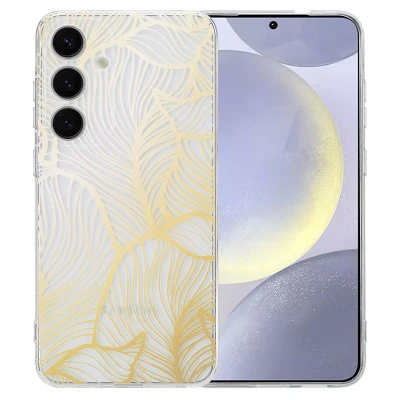 Afbeelding van Samsung Galaxy S25 Plus Hoesje Siliconen en TPU (zacht) imoshion Backcover/Softcase Golden Leaves Transparant Telefoonhoesje