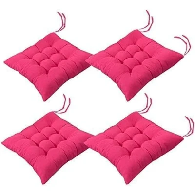 Afbeelding van DAguys 4 stuks zachte stoelkussens, stoelkussens met stropdassen, eetkamer voor tuin, terras, keuken, (donkerroze, 45 x cm)