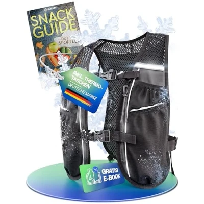 Afbeelding van SASMO® loopvest voor dames en heren, 5 liter, geïsoleerd, hardloopvest, ultralicht, 270 g &amp; ademend, looprugzak 8 zakken, drinkvest lopen, drinkrugzak