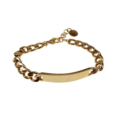 Afbeelding van Armband Unisex Verguld RVS Cubaanse Schakelsarmband met Plaat Dames Heren Verstelbaar 15cm tot 19cm