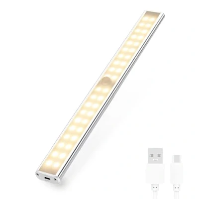 Afbeelding van Kastlamp met Bewegingsmelder LED, Magneetstrip,Oplaadbare batterij USB kabel inbegrepen. 40 LEDS Licht Warme Nacht 30CM Kast, Keuken, Gang, Badkamer, Trap.