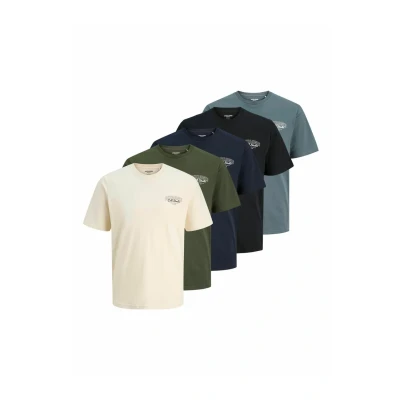 Afbeelding van Jack &amp; Jones Tshirt 5ERPACK print, Heren, Maat: Small, Antique white