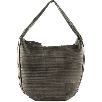 Afbeelding van FREDsBRUDER Leren Schoudertas Ibbick Hobo Bag Graphite Taupe