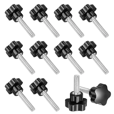 Afbeelding van HSEAMALL M8x40 Binnendraad Moer Klem Knop Grip, Stervorm Handknoppen Zwart Plastic Opschroef Handvat voor Mechanische Apparatuur