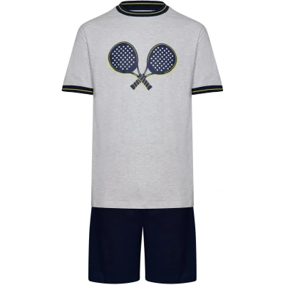 Afbeelding van Pastunette Shortama Padel Katoen Grijs/Blauw Maat M
