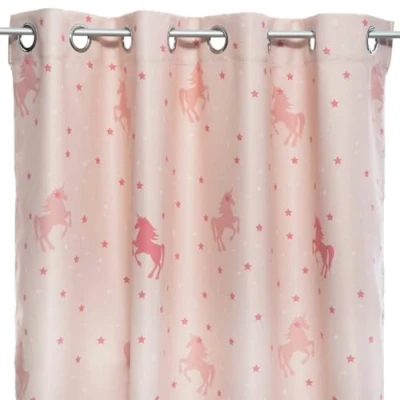 Afbeelding van ATMOSPHERA Roze Verduisteringsgordijn met Glow In The Dark Eenhoorns 140 X 250 Cm