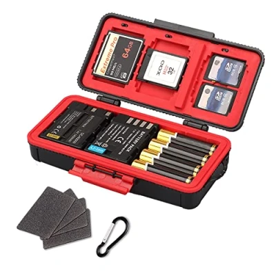 Afbeelding van LYNCA Camera Batterij en Geheugenkaart Case, Case Professionele Waterbestendig &amp; Shockproof Opbergdoos voor 3 Batterijen of 4 AA 6 SD XQD CF