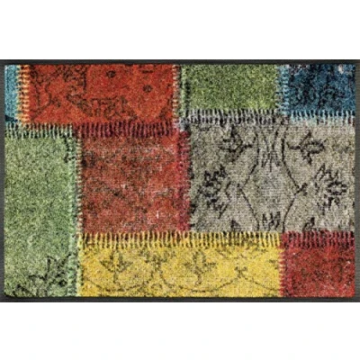 Afbeelding van wash+dry by Kleen Tex Mat Vintage Patches Inloopmat, modern patchworkdesign, antislip, wasbaar