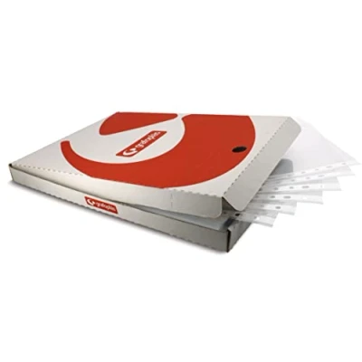 Afbeelding van Grafoplás Box met 100 hoezen voor multiboren, A4, transparant glas, standaard polypropyleen, versterkte rug, 11 gaten, perfect ordners ringen