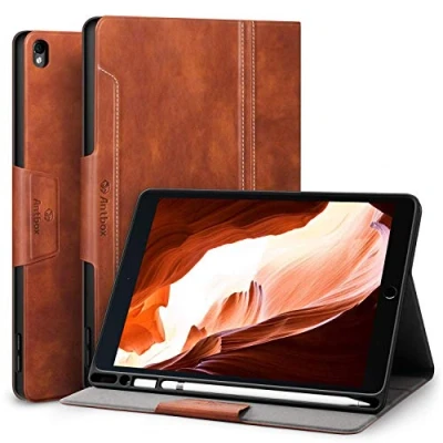 Afbeelding van Antbox hoes voor iPad Air 3 2019 10,5 inch / Pro 10.5 2017 met Apple Pencil houder Auto Sleep Wake functie PU Lederen Beschermhoes Smart Cover 2019/2017 (bruin)