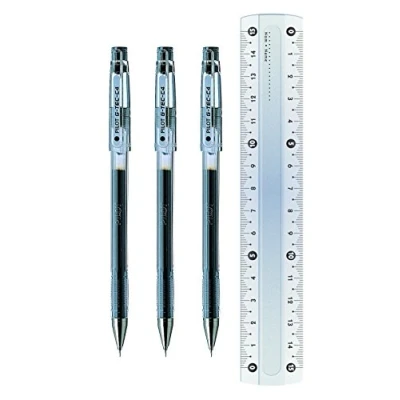 Afbeelding van Pilot G Tec C4 rollerball Gel Micro, 0,4 mm punt fineliner zwart (3 stuks + gratis liniaal)