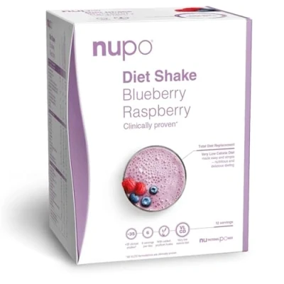 Afbeelding van Nupo Dieet Shake Blueberry Raspberry 12 x 32 gram Snel afvallen zonder poespas!