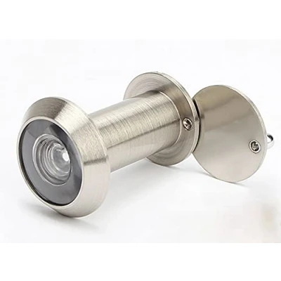Afbeelding van YOUTU® Deurspion groothoek, deurkijker kijkgat, massief messing behuizing en groothoek HDglazen lens, 220 graden kijkhoek, boorgat Ø 16 mm. (geborsteld zilver)
